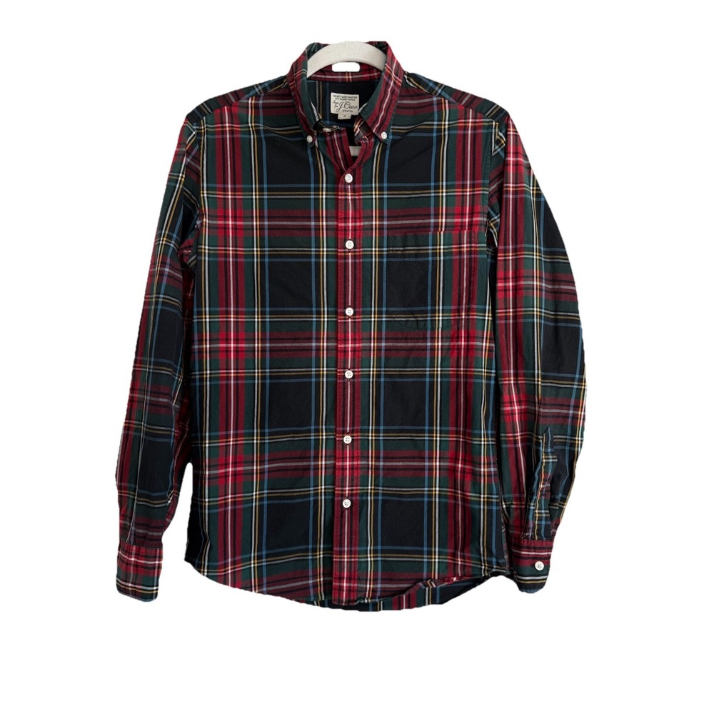 J.‎ Crew Men's Long Sleeve Multicolor Stretch Slim Plaid Dress Shirt Size Small